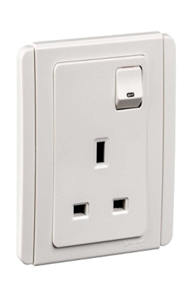 Schneider Electric 13A 3 Pin Switched Socket Outlet with White LED, White