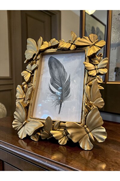 Peramari Decorative Polyester Picture Frame with Butterfly Gold Antique 17X12 cm