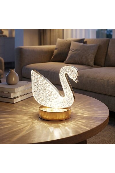 LTG Nova Buffer® Kuğu Model Kristal Led Masa Lambası – Dokunmatik, 3 Renk Işı...
