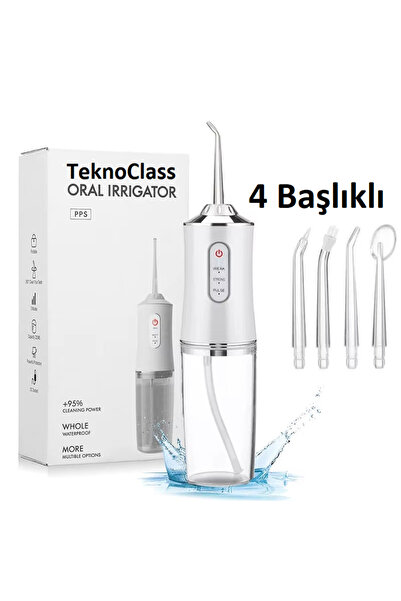 TeknoClass Şarj Edilebilir 4 Başlıklı Taşınabilir Diş Protez Bakım Ve Ağız Du...