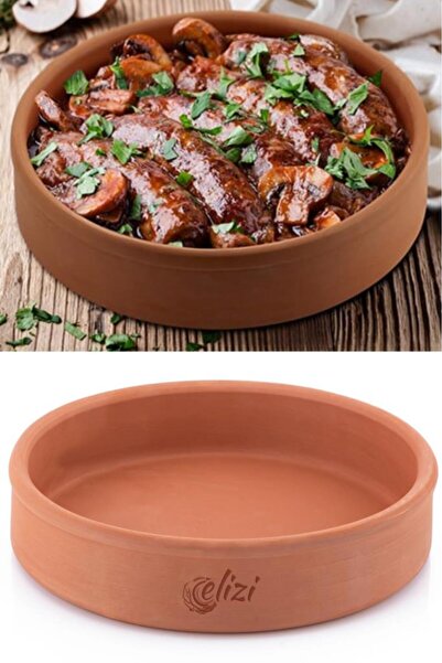 Saatistan Elizi Toprak Büyük Boy Yuvarlak Fırın Kabı 30 cm, Güveç ve Tepsi