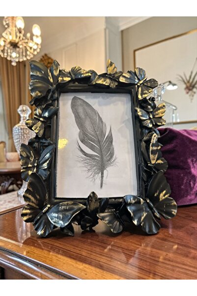 Peramari Decorative Polyester Picture Frame with Butterfly Black Gold Antique...