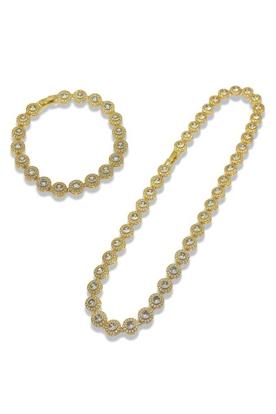 Casa Shop Set de bijuterii colier + brățară cu zirconiu cubic placat cu aur d...