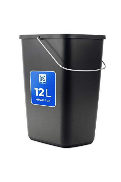 KADAX 12L Waste Bin Black With Handle Can Without Lid