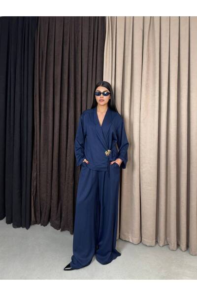 Bak'ap Kimono cu broșă premium, la modă - Set de 2 piese cu pantaloni largi