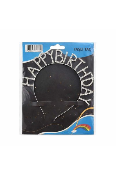 Happyewent Happy Birthday Written Silver Crown with Stones – Birthday Party Crown