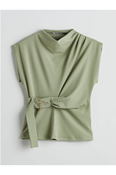 LC Waikiki Modanova Season Green Drapey Collar Women's Blouse