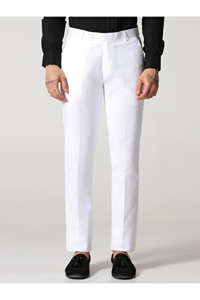 TAHVO By Styli Men White Linen Slim Fit Trousers