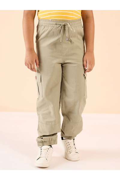 Stylo Bug By Styli Boys Beige Cotton Cargo Pants