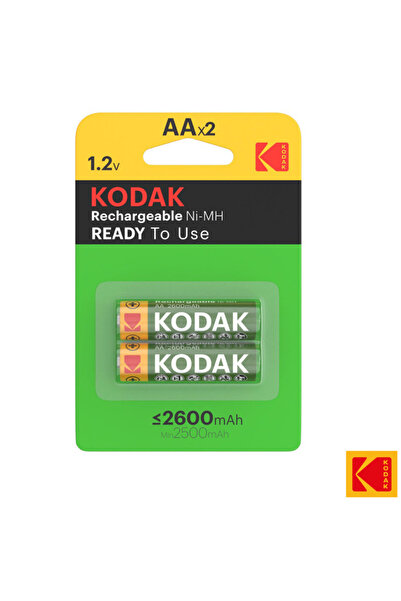 Kodak Set 2 Rechargeable AA Batteries, 2600 mAh, Ready To Use