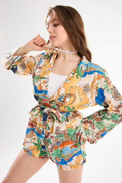 Moda Days Women's Tie-Detail Strapless Cropped and Slit Pareo Skirt Double Be...