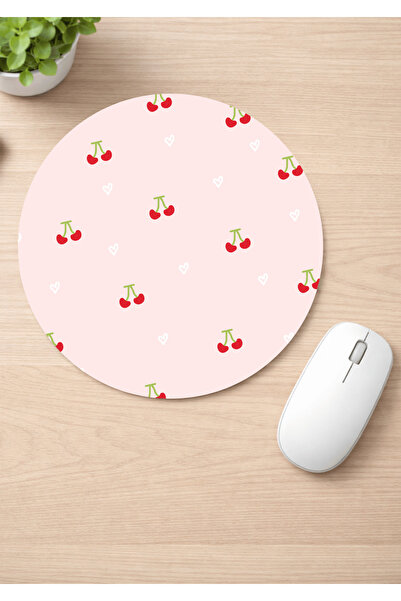 Eylül Design Kiraz Printed Round Non-Slip Mousepad Ergonomic Mouse Pad