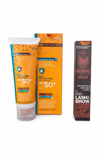 Piar Genesis Spf 50 Colored Facial Sunscreen 75 ml & Gift Eyebrow-Lash Care S...