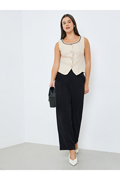 Take Two By Styli Black Solid Wide Leg Trousers