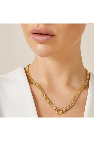 Harem Altın Double Sıralı Taşlı Kolye ZKU041