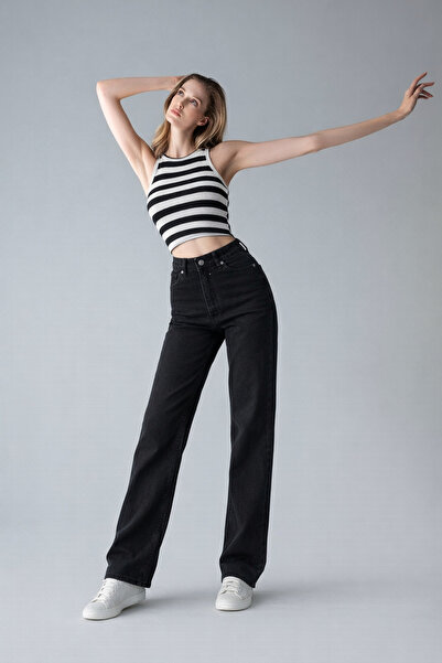 XRAY JEANS Γυναικείο Ελαστικό Φαρδιά μπατζάκια Μαύρο τζιν παντελόνι Palazzo