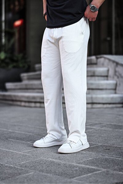 Minharir Men's Ribbed Slit Baggy Pants