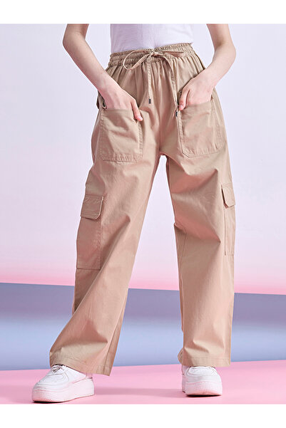 Stylo Bug By Styli Girls Beige Cotton Cargo Pants