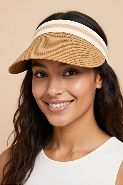 Mollycrush Vizor din paie Camel pentru femei |   Șapcă de tenis compatibilă c...