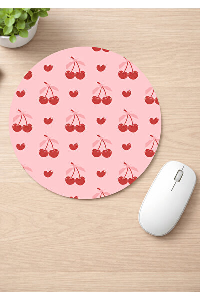 Eylül Design Kiraz Printed Round Non-Slip Mousepad Ergonomic Mouse Pad