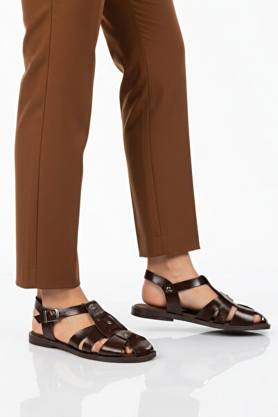 AYAKMOD Καφέ Ανοιχτόχρωμη Λεπτή Σόλα Γυναικεία S Σανδάλια 335335 Z