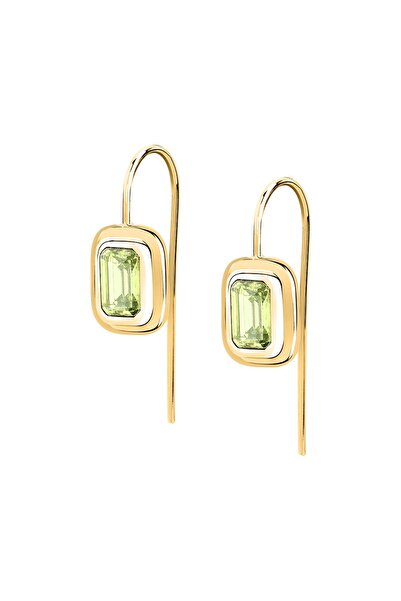 Trussardi T-Design earrings, gold stainless steel, green crystals, earring si...