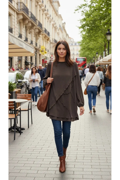 MissWhence Silk Tunic 39017 Brown