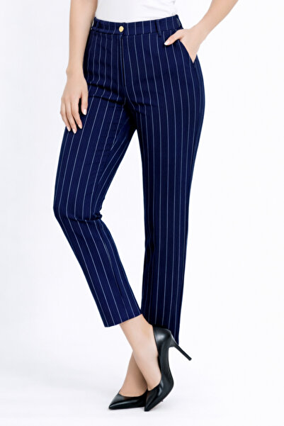 LAVİNİM Γυναικείο παντελόνι παλάτσο με ψηλή μέση και στενό τελείωμα στον αστρ...