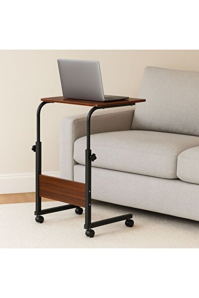 Selgot Masă pentru laptop cu roți, înălțime reglabilă 65,5-86 cm, culoare maro