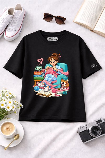 FANA Knitting Sewing Enthusiasts Hobby Special Printed Unisex T-Shirt – Oversized Cut 100% Cotton T-Shirt