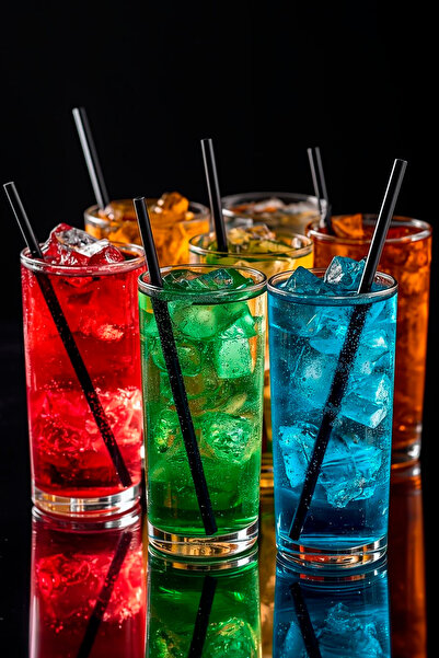 Yusuf Dirik YD Party Supplies قشة كوكتيل سوداء سميكة 26 سم 8 مم متوافقة مع مش...