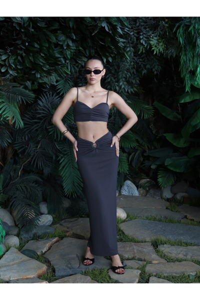 thelowely Ruched Top Skirt Set