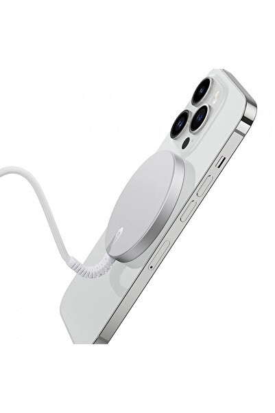 ESR Mini Wireless Charger, Magnetic Mount, Nylon Cable - Silver