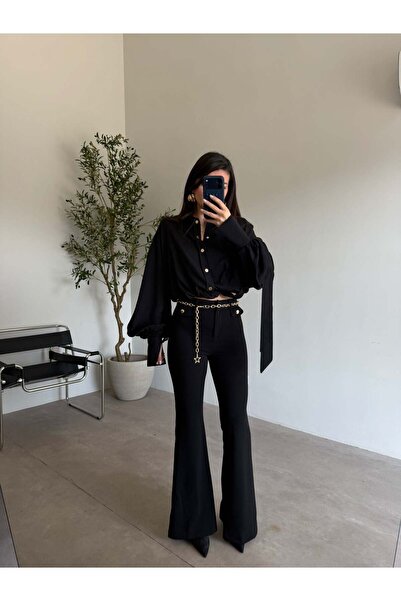 Bade Butik Pantaloni Black Chain curea li evazat