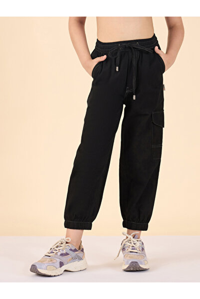 Stylo Bug By Styli Girls Black Cotton Cargo Pants