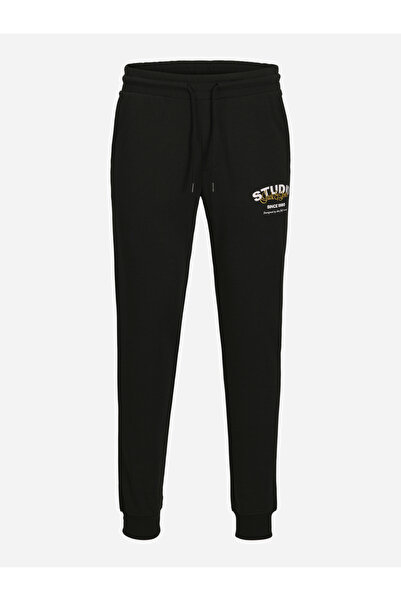 Jack & Jones Black Printed Cuffed Joggers