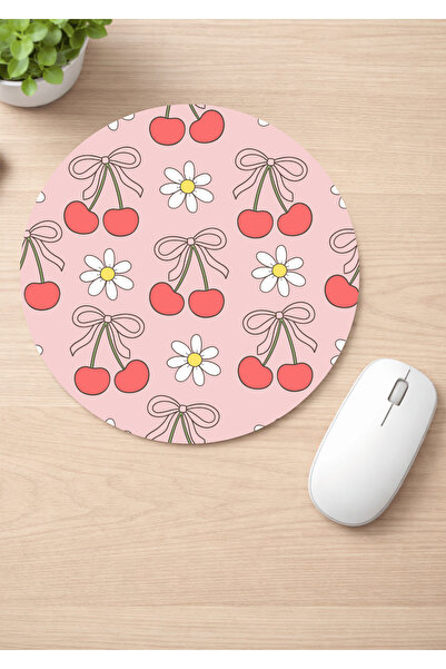 Eylül Design Kiraz Printed Round Non-Slip Mousepad Ergonomic Mouse Pad