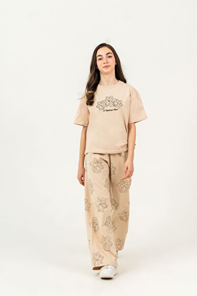 Mışıl Kids Top Middle Printed Bottom All over Floral Printed Girls' Bottom To...