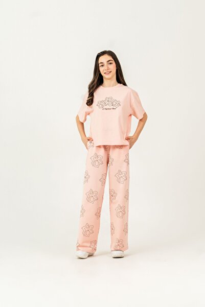 Mışıl Kids Άνω Μεσαίο με τύπωμα Κάτω Ολόκληρο το Σετ Λουλούδια με τύπωμα Κορι...