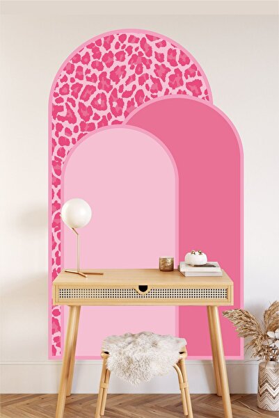 Piksel Grafik Pink Leopard Bohemian Blocks Wall Sticker