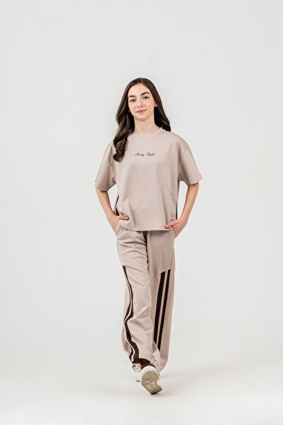 Mışıl Kids Fairy Light Embroidered Lower Upper Tracksuit Set for Girls with E...