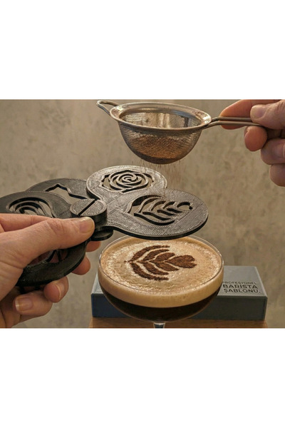 Eksen3Boyut Kahve Süsleme Kalıbı 16’lı Set – Fincan Desen Şablonu – Barista v...