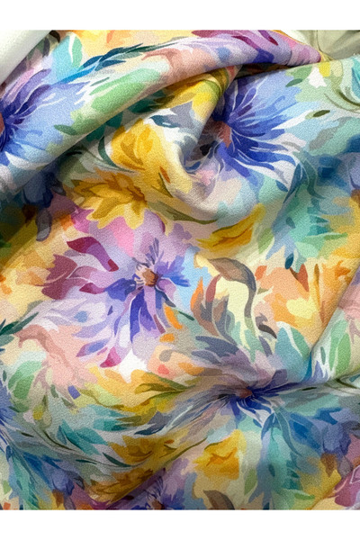 podyum baskı renkli çiçekli DABIL Kumaş Elbiselik , Şalvarlık , Eteklik , Blu...