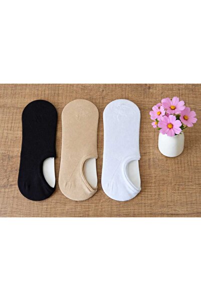 Moonrise Socks Booties Socks 3 Pairs Black-White-Beige Non-Slip Heel Printed