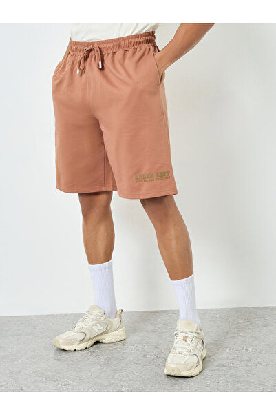 Styli Men Rust Placement Printed Oversized Shorts