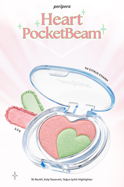 PERIPERA İki Renkli, Kalp Tasarımlı, Yoğun Işıltılı Highlighter Heart Pocketb...