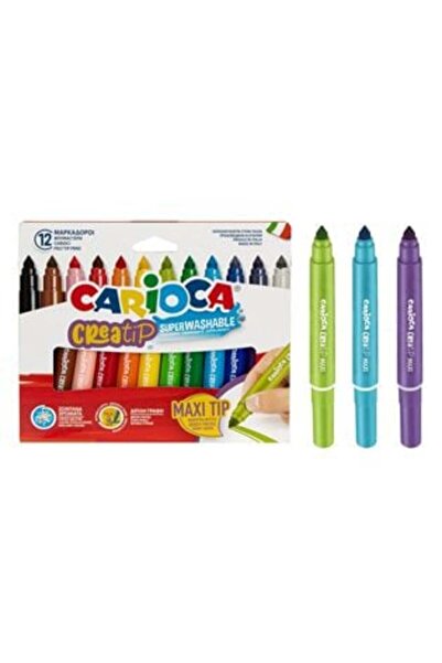 carioca Set 12 Carioci Lavabile CReatip, Vârf Gros, Capac Ventilat, Non-Toxic...