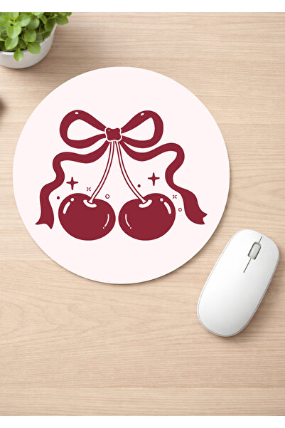 Eylül Design Kiraz Printed Round Non-Slip Mousepad Ergonomic Mouse Pad