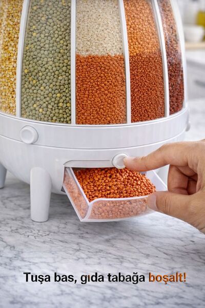 m memita 360 °   Rotating 6-Compartment Food and Spice Organizer, Food and Spice Organizer Storage Container, Kitchen