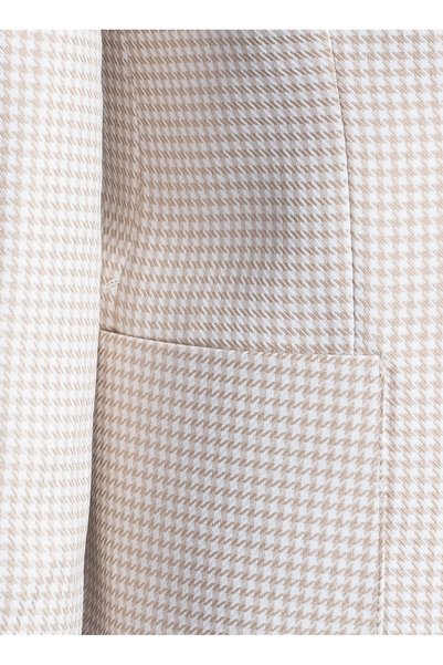 Sergio Ferraro Light Beige Houndstooth Pocket Italian Style S Slim Fit Classic Men's Blazer Jacket